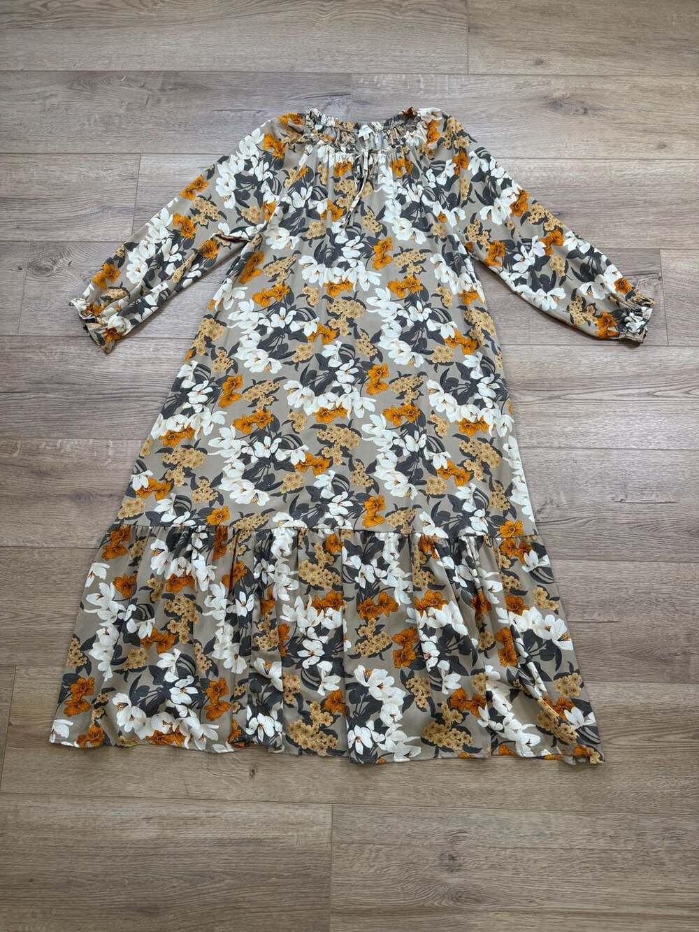Hayden Los Angeles Floral Tiered Maxi Dress 1XL Long Sleeve Pockets Boho - Picture 2 of 12